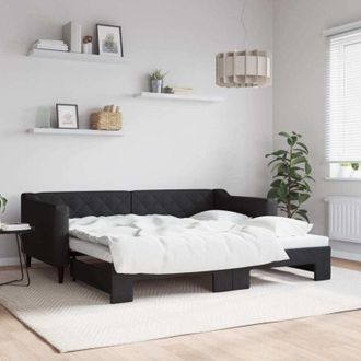 vidaXL Sof&aacute; Cama Nido Tela Negro 90x190 Cm Vidaxl