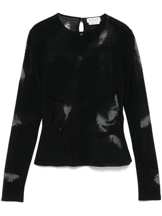 Alexander McQueen Blusa con piume - Nero