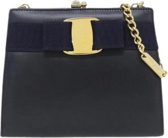 Ferragamo Pre-owned Calf Shoulder Bag - Dames - Vintage Schoudertas - Blauw - ONE Size - Leer - Vintage