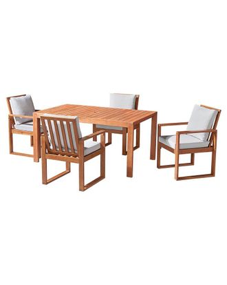 Alaterre Furniture Weston Eucalyptus Wood Outdoor Dining Table With 4 Dining Chairs, Set Of 5