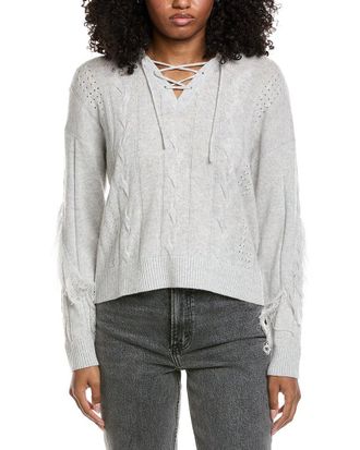 Brodie Cable Fringe Polo Wool & Cashmere-Blend Sweater