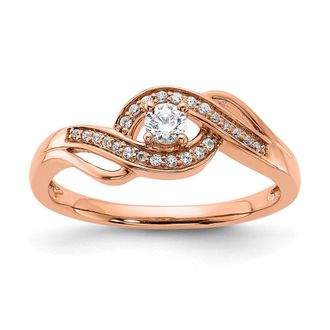 Diamond2Deal 14k Rose Gold Lab Grown Diamond Engagement Ring 1/5Ct Clarity- VS Color- G-H