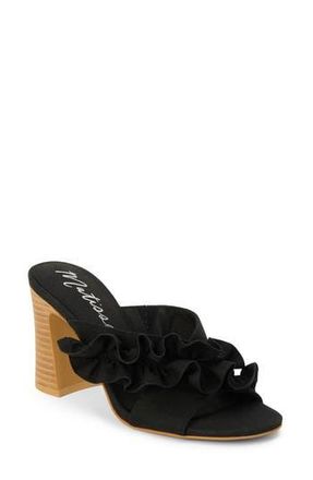 Matisse Footwear Ruffle Strap Block Heel Mule Sandal in Black at Nordstrom Rack, Size 10