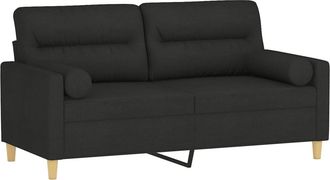 vidaXL Sof&aacute; De 2 Plazas Con Cojines Tela Negro 140 Cm Vidaxl