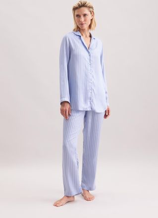 Seidensticker Pyjama SEIDENSTICKER, Damen, Gr. 36, blau, 100% Modal, gestreift, Homewear-Sets Pyjama