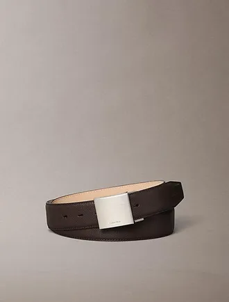 Calvin Klein Cintur&oacute;n Con Hebilla Con Placa De Piel Granulada