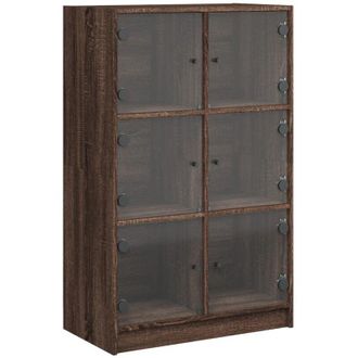 vidaXL Aparador Alto Con Puertas Madera Roble Marr&oacute;n 68x37x109 Cm Vidaxl