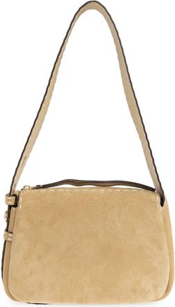 Tory Burch Romy Small Suede Pick Stitch Schoudertas - Dames - Schoudertassen - Beige - ONE Size - Su&egrave;de - Tassen