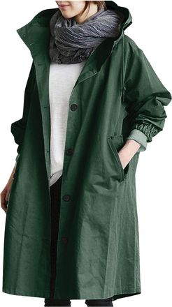 Generic Womens Trench Jackets Rain Jacket Loose Winter Hooded Oversized Elegant Windbreaker Comfortable Coat Outwear 2025 Womens Jumpers Ladies Jumpers