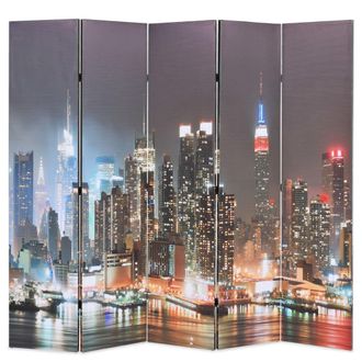 vidaXL Biombo Divisor Plegable 200x170 Cm Nueva York De Noche Vidaxl