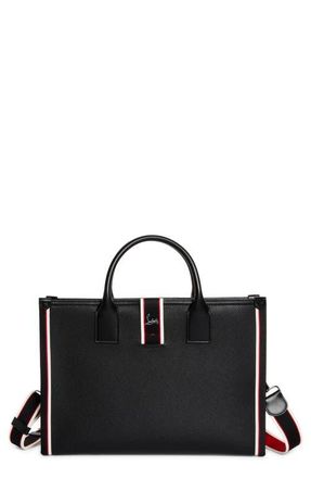 Christian Louboutin Nastroloubi Fique &Agrave; Vontade Calfskin Briefcase in Black/Multi/Black at Nordstrom