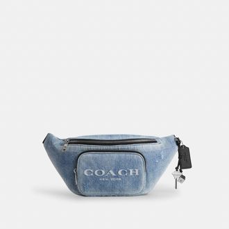 Coach Travis Belt Bag 35 In Loved Denim With Charms