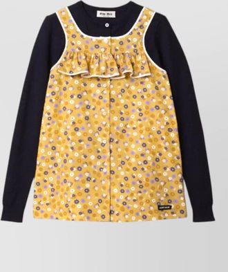 Miu Miu dress floral pattern ruffle detail contrast trim