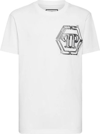 Philipp Plein T-shirt Ronde Hals SS PP Glass - Heren - T-shirts - Wit - 4XL - Katoen - Tops
