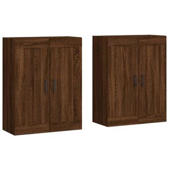 vidaXL Vidaxl - Armarios De Pared 2 Uds Madera De Ingenier&iacute;a Marr&oacute;n Roble