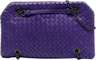 Bottega Veneta Pre-owned Shoulder Bags, female, Purple, Size: ONE SIZE Pre-owned Chain Leather Handbag
