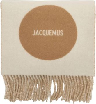 Jacquemus Rond Carr&eacute; Sjaal - Dames - Wintersjaals - Beige - ONE Size - Wol - Accessoires