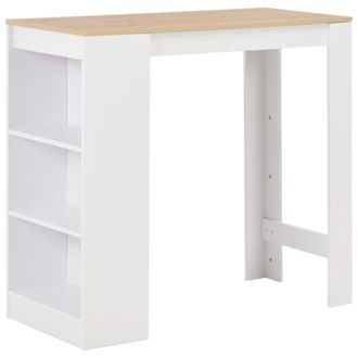 Berkfield Home Bar Table with Shelf White 110x50x103 cm | Size: 110 x 50 x 103 cm