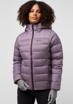 Jack Wolfskin Daunenjacke JACK WOLFSKIN NEBELHORN DOWN HOODY W RDS, Damen, Gr. L (42/44), lila (wild, blossom), Obermaterial: 100% Polyamid; Kontrast: 75% Polyamid,