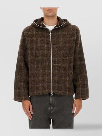 Our Legacy textured checkered hooded jacket with long sleeves