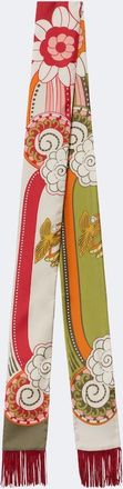 La DoubleJ Fringed printed silk scarf