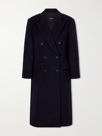 Theory Cappotto Doppiopetto In Misto Lana - Blu