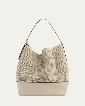 Toteme Belted Woven Leather Tote Bag