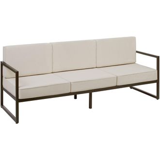 TecTake Sof&aacute; de jard&iacute;n para 3 personas con acolchado XXL, marr&oacute;n/beige