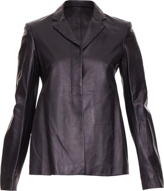 The Row leather concealed snap minimalist jacket blazer