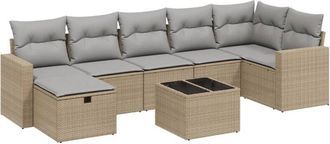 vidaXL Juego De Sof&aacute;s Jard&iacute;n Con Cojines Beige Mezcla 8 Pzas Rat&aacute;n Pe Vidaxl