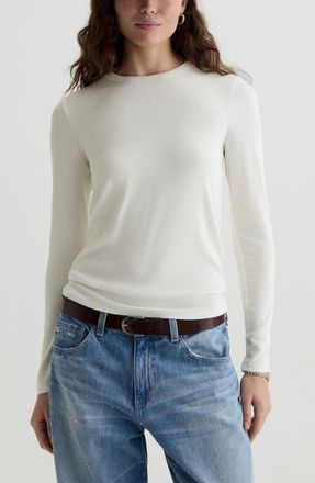 AG - Adriano Goldschmied Julia Rib Long Sleeve Top in Powder at Nordstrom, Size X-Large