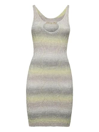 Philipp Plein striped mini dress - women - Polyamide - S - Grey