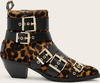 AllSaints Womens Cow Leather Jane Buckle Pointed Leather Boots, Size: UK 4/ US 7/ EU 37