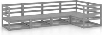 vidaXL 5 Piece Garden Lounge Set Grey Solid Wood Pine Vidaxl