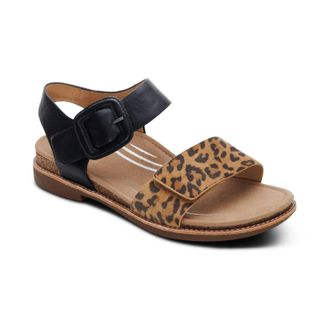 Aetrex Womens Claire Sandal In Black/leopard