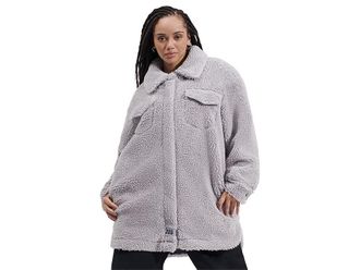 UGG Frankie Uggfluff Shirt Jacket Womens Coat Cloudy Grey : XS, Polyester