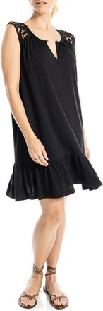 Max Studio Lace Trim Sleeveless Trapeze Dress in Black-Black at Nordstrom Rack, Size X-Large