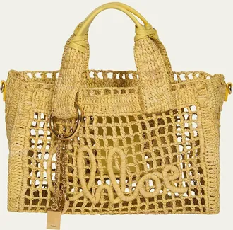 Chlo&eacute; Summer Banana Small Raffia Tote Bag