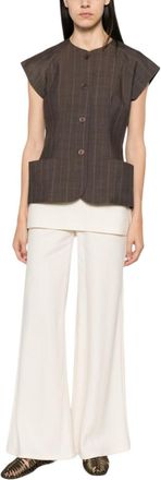 Ganni Dark Brown Crew Neck Top