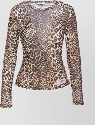 Ganni leopard-print long-sleeve top