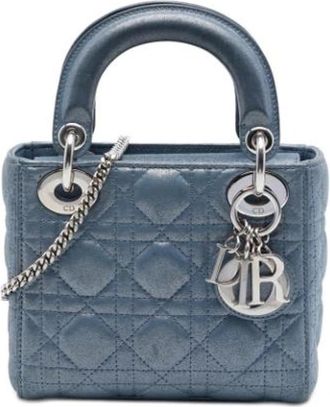 Dior Pre-owned Lady Dior Handbag - Dames - Vintage Handtas - Blauw - ONE Size - Leer - Vintage