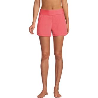 Lands End 3 Quick Dry Elastic Waist Board Shorts Swim Cover-up Shorts with Panty in Wood Lily at Nordstrom, Size 24W
