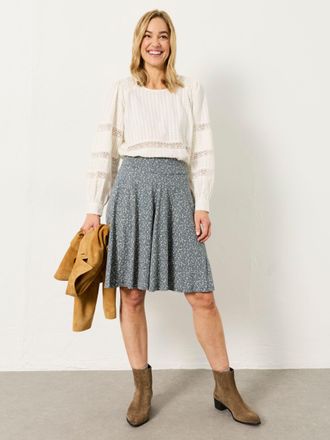 Fat Face FatFace Selena Blue Ditsy Jersey Skirt