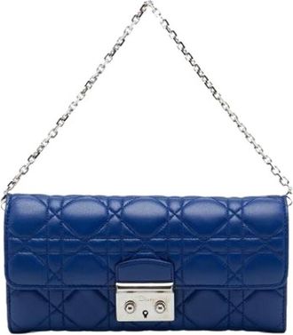 Dior Pre-owned Miss Promenade Wallet on Chain - Dames - Vintage Clutch - Blauw - ONE Size - Leer - Vintage