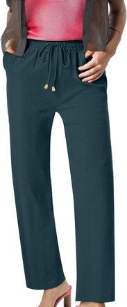 Generic Womens Trousers Elasticated Waist Straight Leg - Stretchy Work Trousers Women with Pockets - Jogger Sweatpants Baggy Wide Legpants Linenpants Summertr