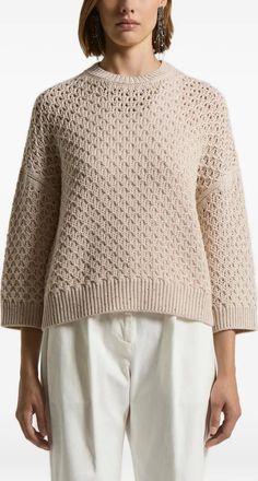 PESERICO Maglione in maglia traforata - Toni neutri