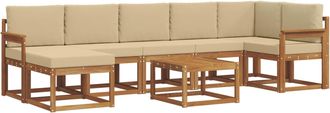 vidaXL Conjunto De Sof&aacute;s De Exterior 8 Uds. Natural Y Beige Vidaxl