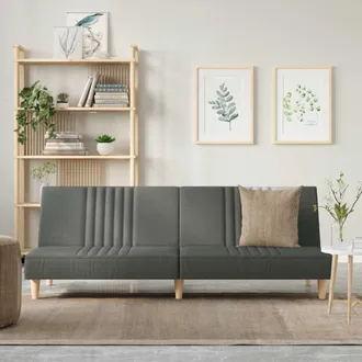 vidaXL Sof&aacute; Cama De Tela Gris Oscuro Vidaxl