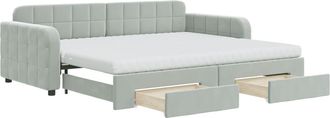 vidaXL Vidaxl - Sof&aacute; Cama Nido Con Cajones Terciopelo Gris Claro 90x200 Cm