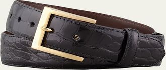 W. Kleinberg Matte Alligator Belt, Black
